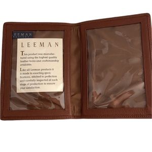 NEW LEEMAN Leather Double Viewing window for ID Card Wallet
